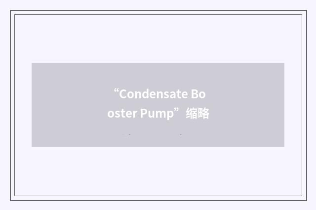 “Condensate Booster Pump”缩略