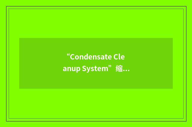“Condensate Cleanup System”缩略