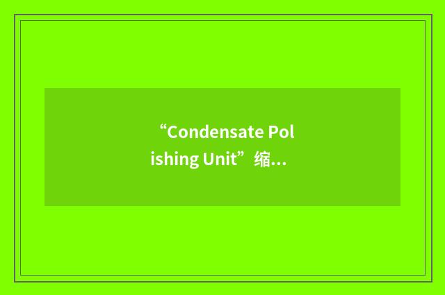 “Condensate Polishing Unit”缩略