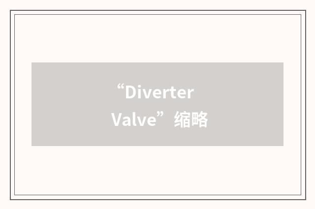 “Diverter Valve”缩略