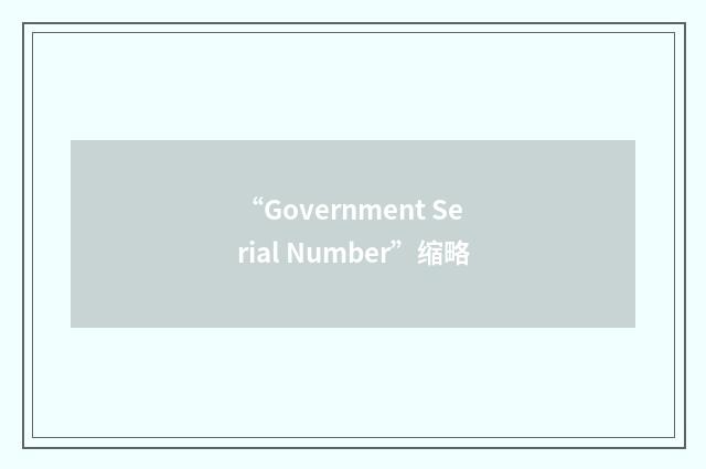 “Government Serial Number”缩略