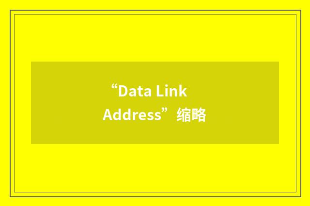 “Data Link Address”缩略