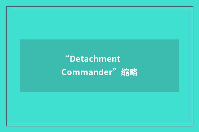 “Detachment Commander”缩略