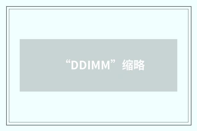 “DDIMM”缩略