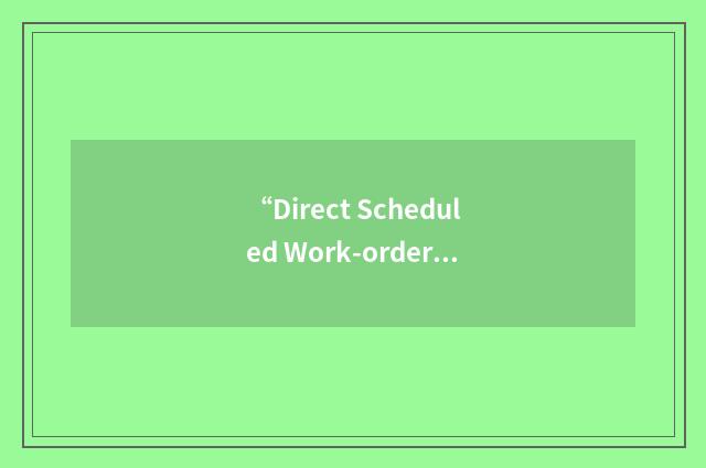 “Direct Scheduled Work-order”缩略