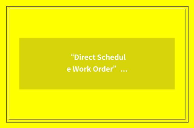 “Direct Schedule Work Order”缩略