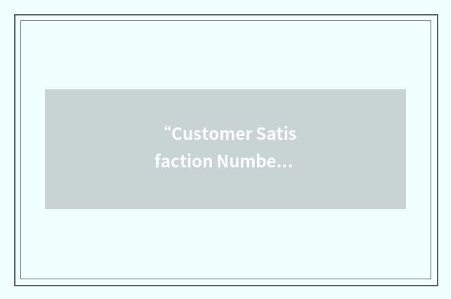 “Customer Satisfaction Number”缩略
