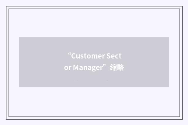 “Customer Sector Manager”缩略