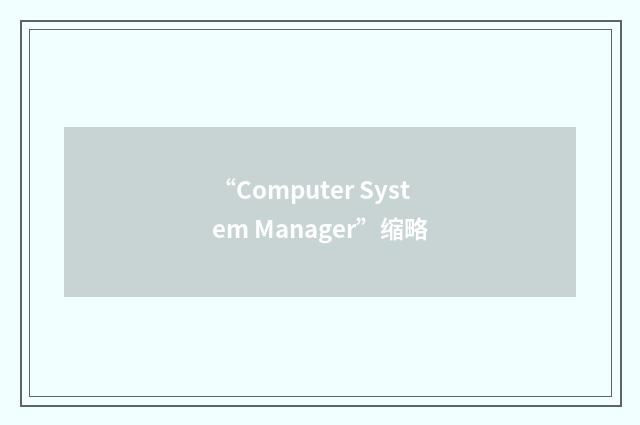 “Computer System Manager”缩略