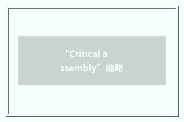 “Critical assembly”缩略