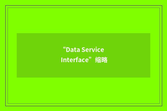 “Data Service Interface”缩略
