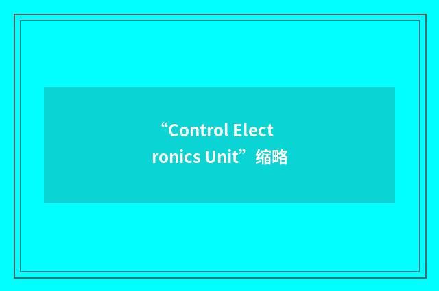 “Control Electronics Unit”缩略