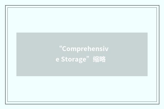 “Comprehensive Storage”缩略