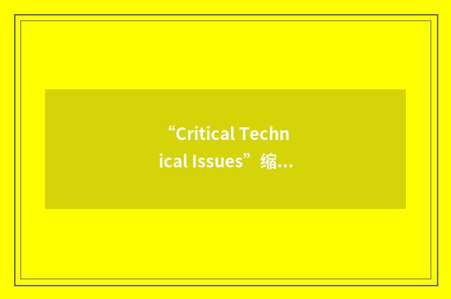 “Critical Technical Issues”缩略