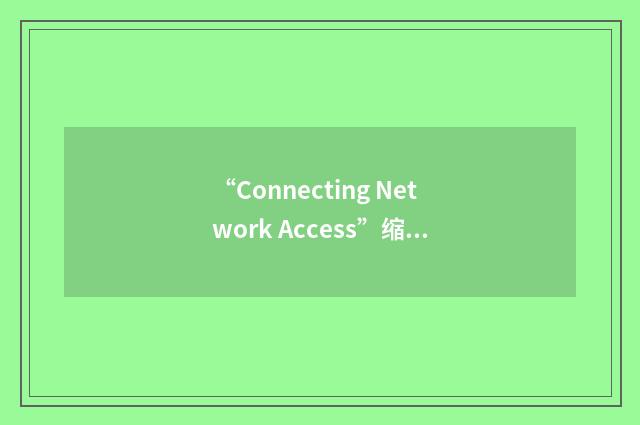 “Connecting Network Access”缩略