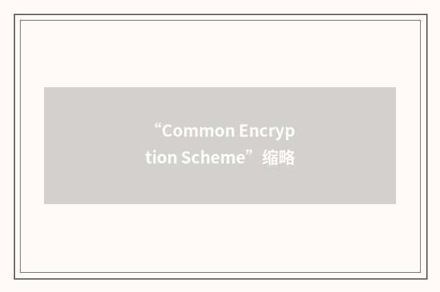 “Common Encryption Scheme”缩略