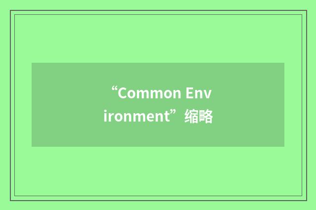 “Common Environment”缩略