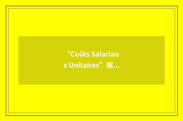 “Coûts Salariaux Unitaires”缩略