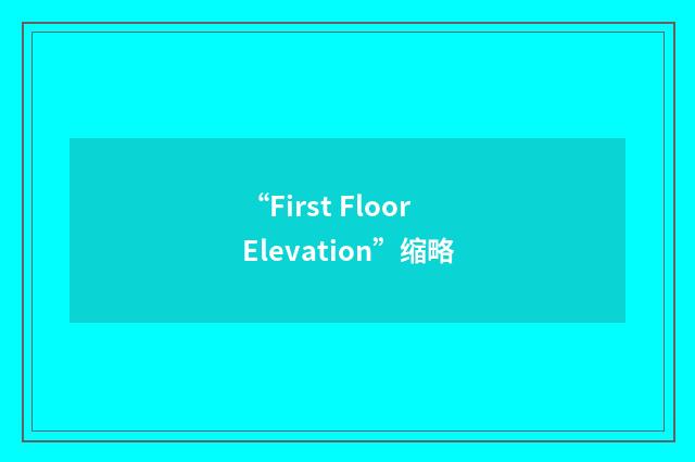 “First Floor Elevation”缩略