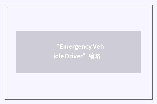 “Emergency Vehicle Driver”缩略