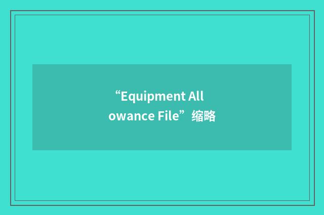 “Equipment Allowance File”缩略