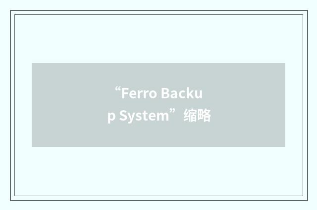 “Ferro Backup System”缩略