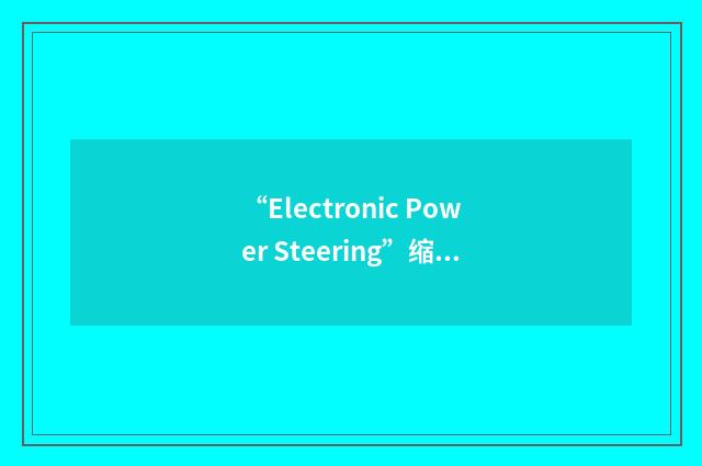 “Electronic Power Steering”缩略