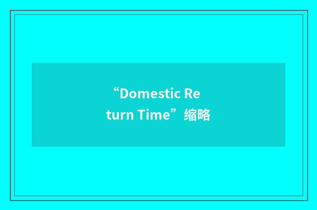 “Domestic Return Time”缩略