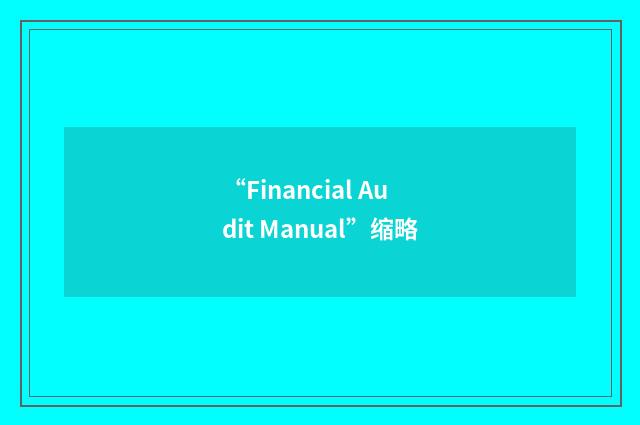 “Financial Audit Manual”缩略