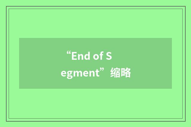 “End of Segment”缩略