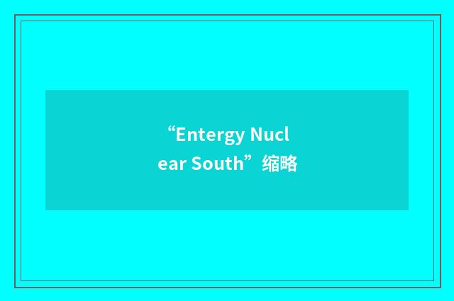 “Entergy Nuclear South”缩略