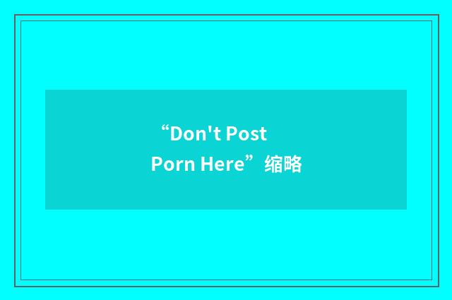 “Don't Post Porn Here”缩略