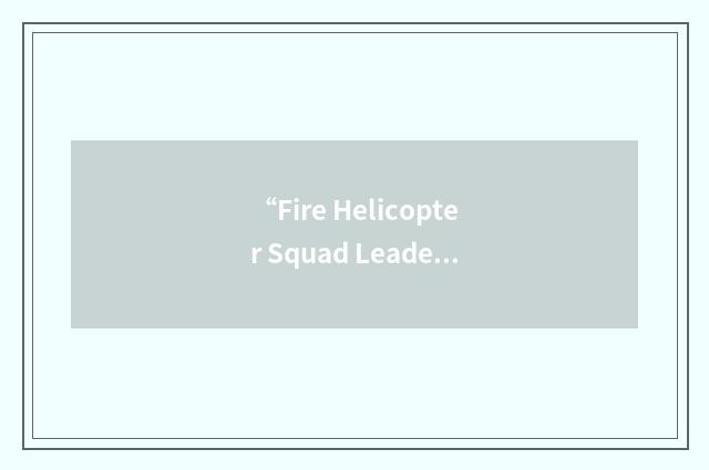 “Fire Helicopter Squad Leader”缩略