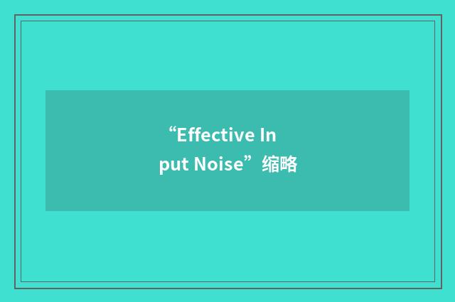 “Effective Input Noise”缩略