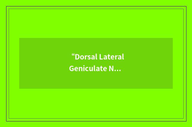 “Dorsal Lateral Geniculate Nucleus”缩略
