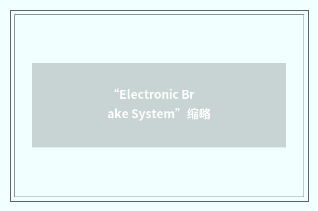 “Electronic Brake System”缩略