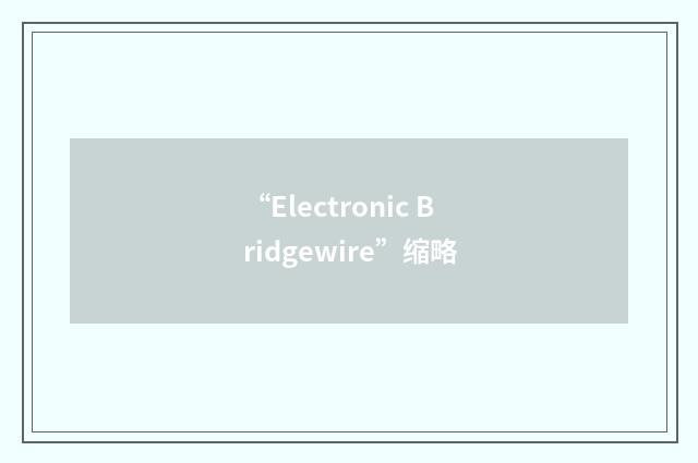 “Electronic Bridgewire”缩略