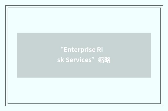 “Enterprise Risk Services”缩略