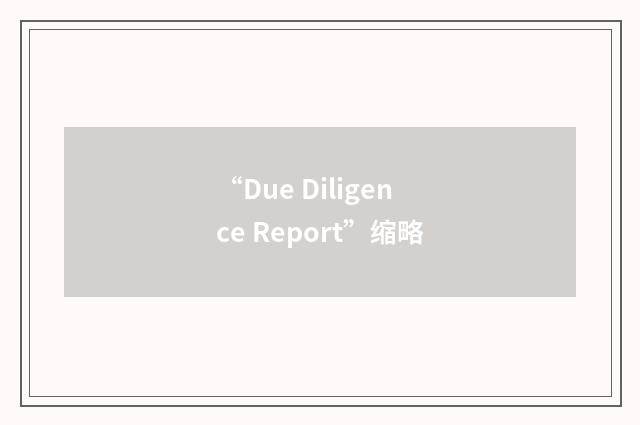 “Due Diligence Report”缩略