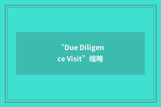 “Due Diligence Visit”缩略