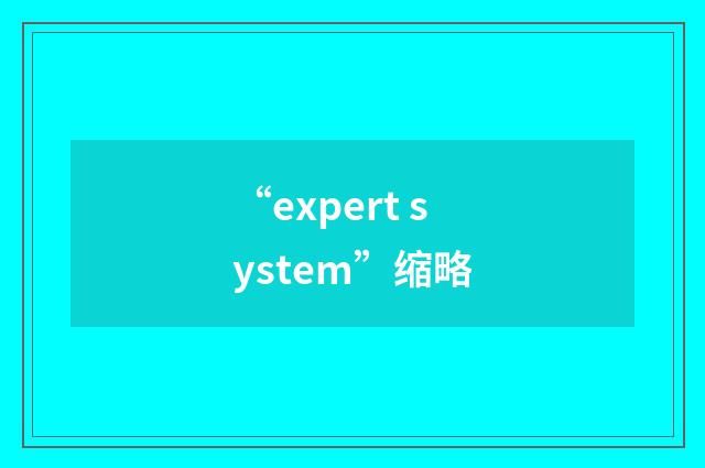 “expert system”缩略