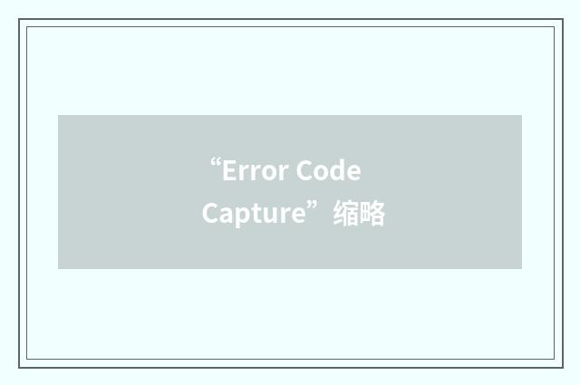 “Error Code Capture”缩略