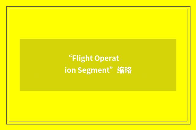 “Flight Operation Segment”缩略