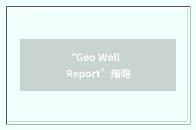 “Geo Well Report”缩略