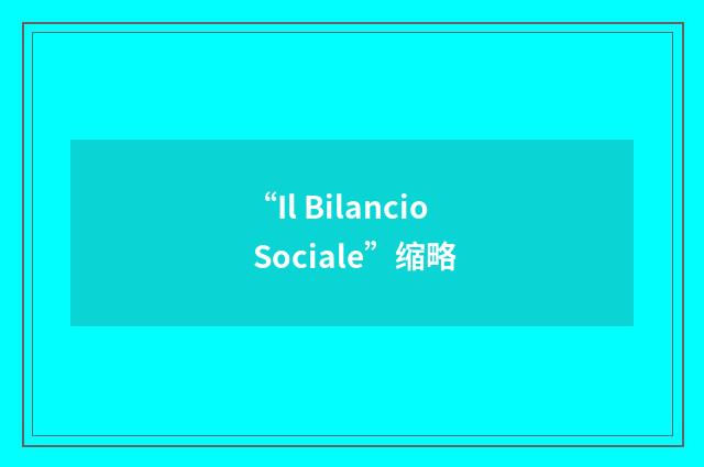 “Il Bilancio Sociale”缩略