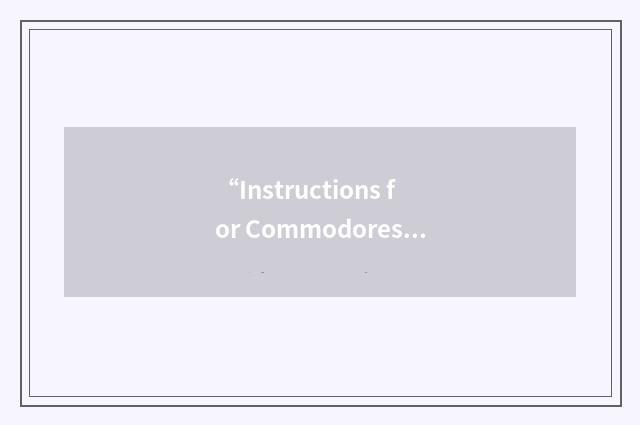 “Instructions for Commodores of Convoys”缩略