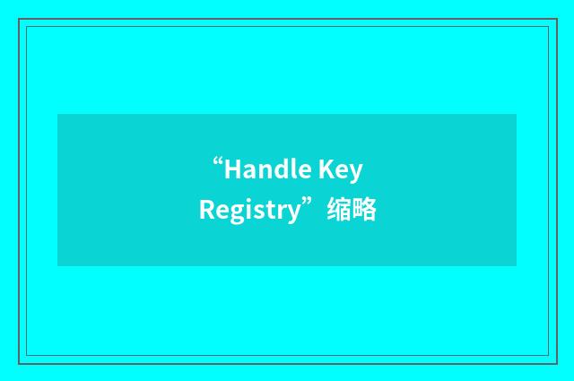 “Handle Key Registry”缩略