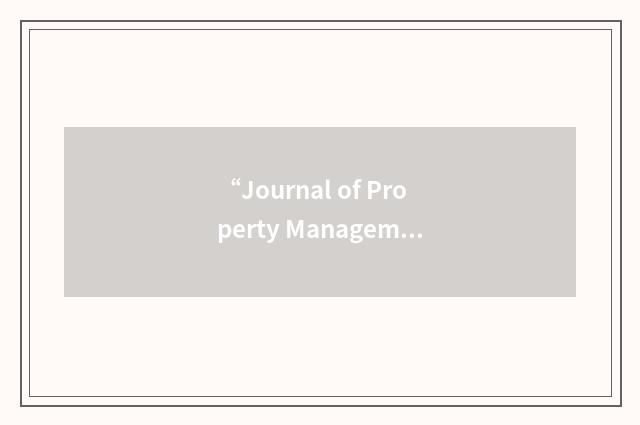 “Journal of Property Management”缩略