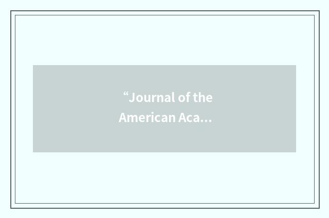 “Journal of the American Academy of Psychoanalysis”缩略