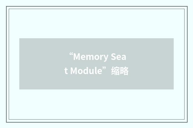 “Memory Seat Module”缩略